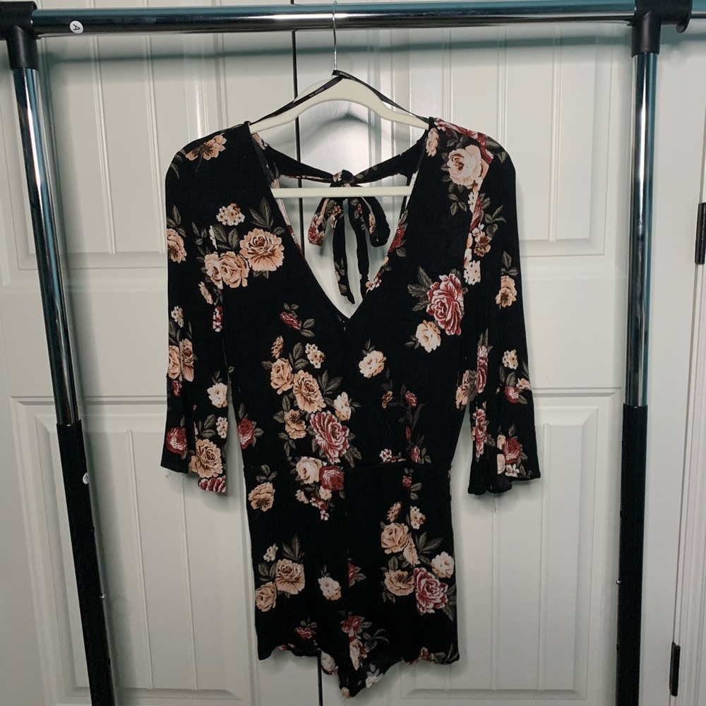 Black Floral Romper